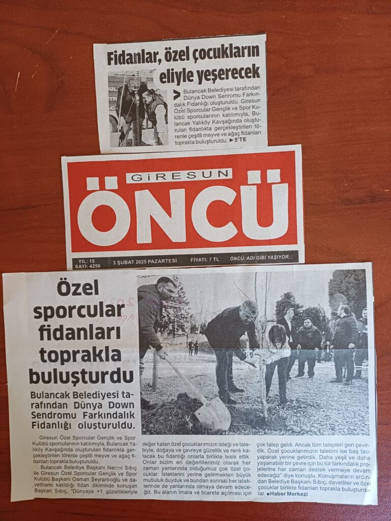 Bulancak'ta özel sporcular fidanları toprakla buluşturdu