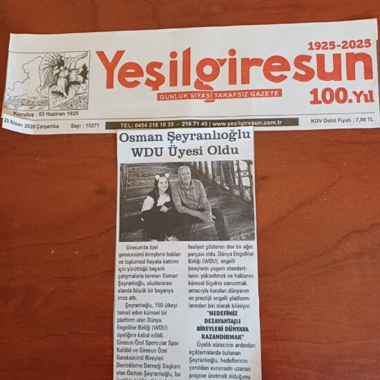 Osman Şeyranlıoğlu WDU üyesi oldu gazete haberi