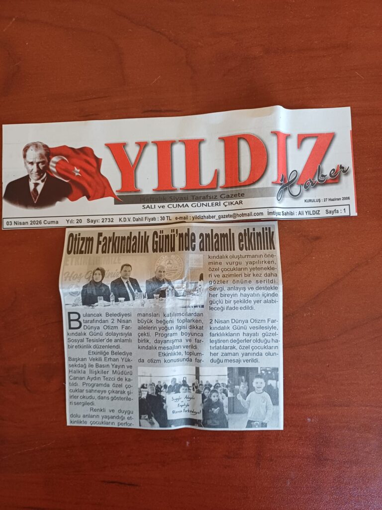 Otizm Farkındalık Günü'nde anlamlı etkinlik gazete haberi