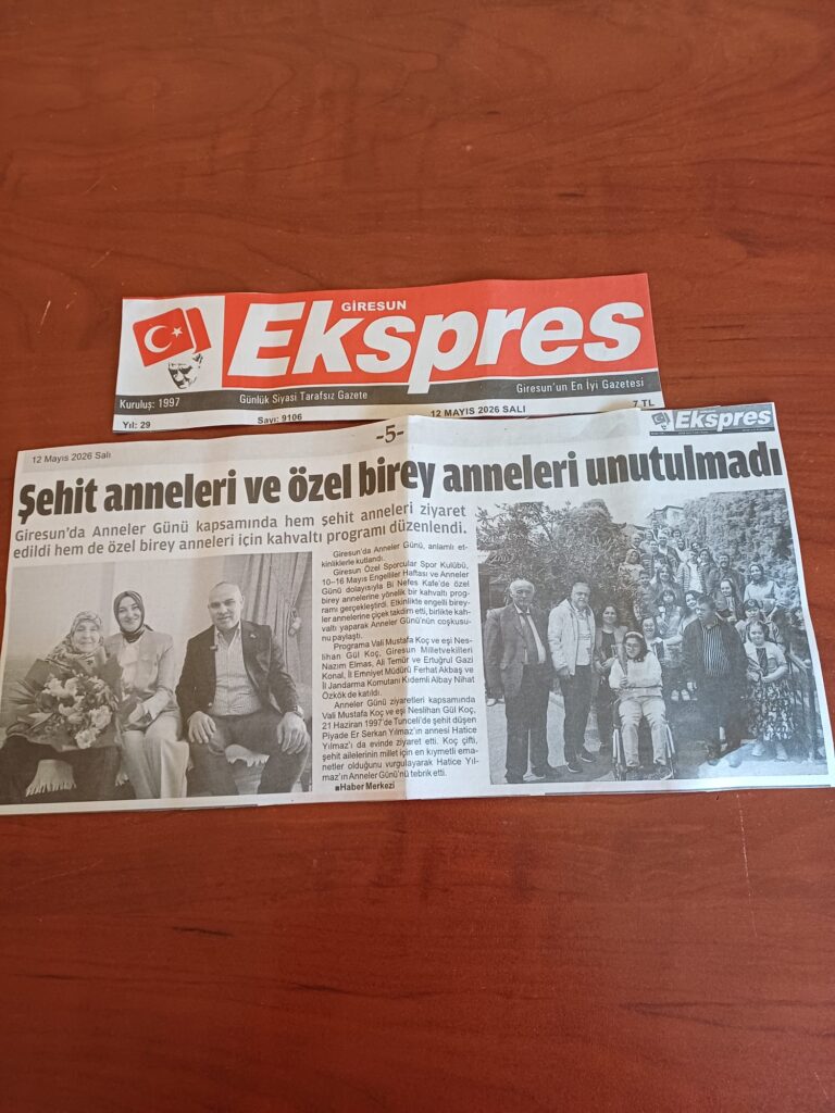 Giresun Ekspres gazetesinde şehit anneleri ve özel birey anneleri haberi