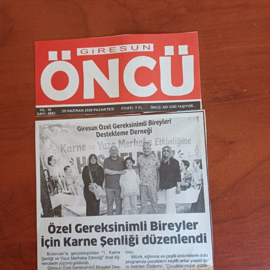 Giresun Öncü gazetesinde özel gereksinimli bireyler için karne şenliği düzenlendi haberi