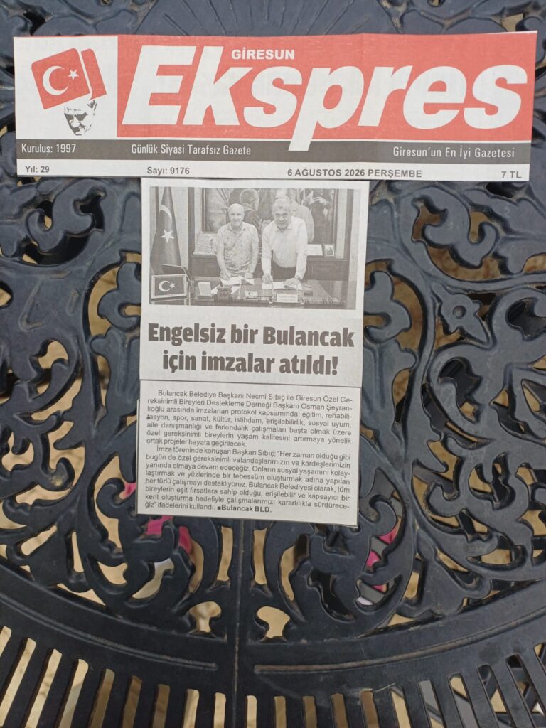 Bulancak Belediye Başkanı Necmi Sıbıç ile Giresun Özel Gereksinimli Bireyleri Destekleme Derneği Başkanı Osman Seyranlıoğlu, engelsiz bir Bulancak için iş birliği protokolü imzaladı.